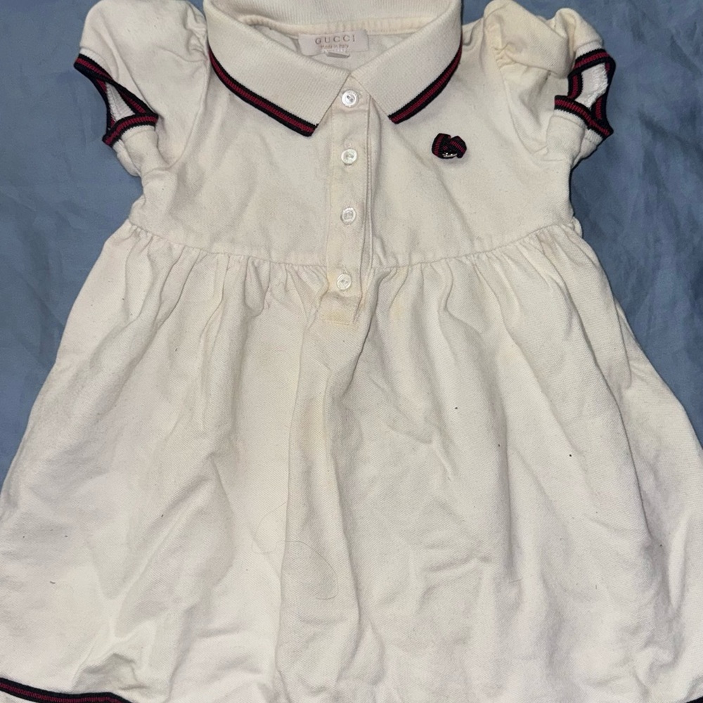 Gucci Ivory Polo Dress with Red and Black Accents
